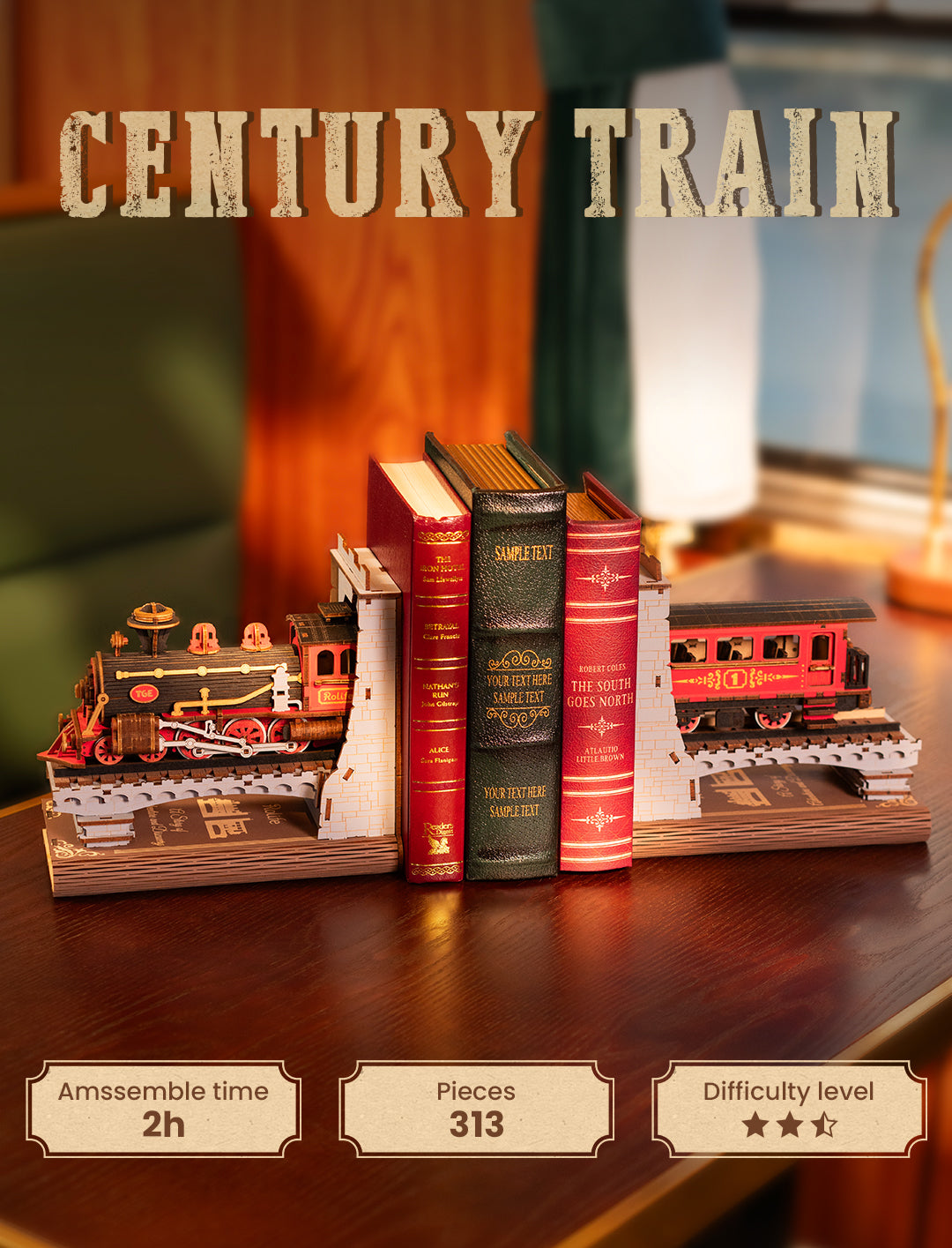 Bookend: Train to the Castle - 3D Wooden Bookends - Magical Collection