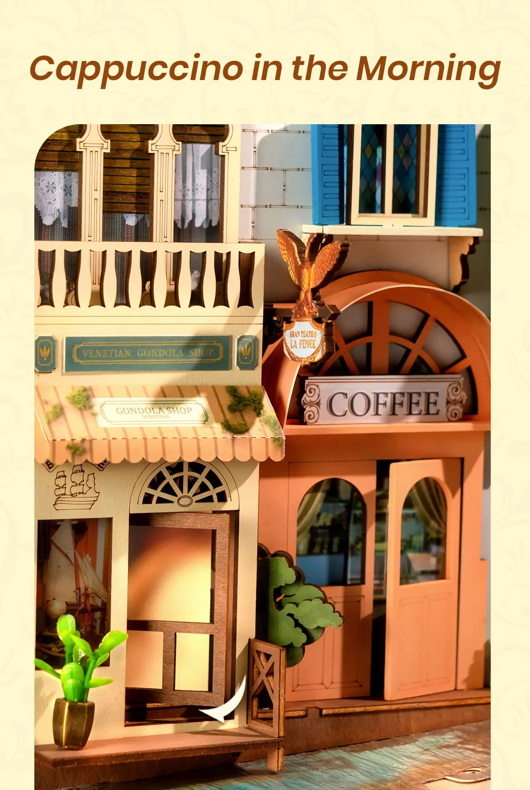 Book Nook: Venice - Suportes para livros em miniatura de madeira 3D - divisória de prateleira (cópia)