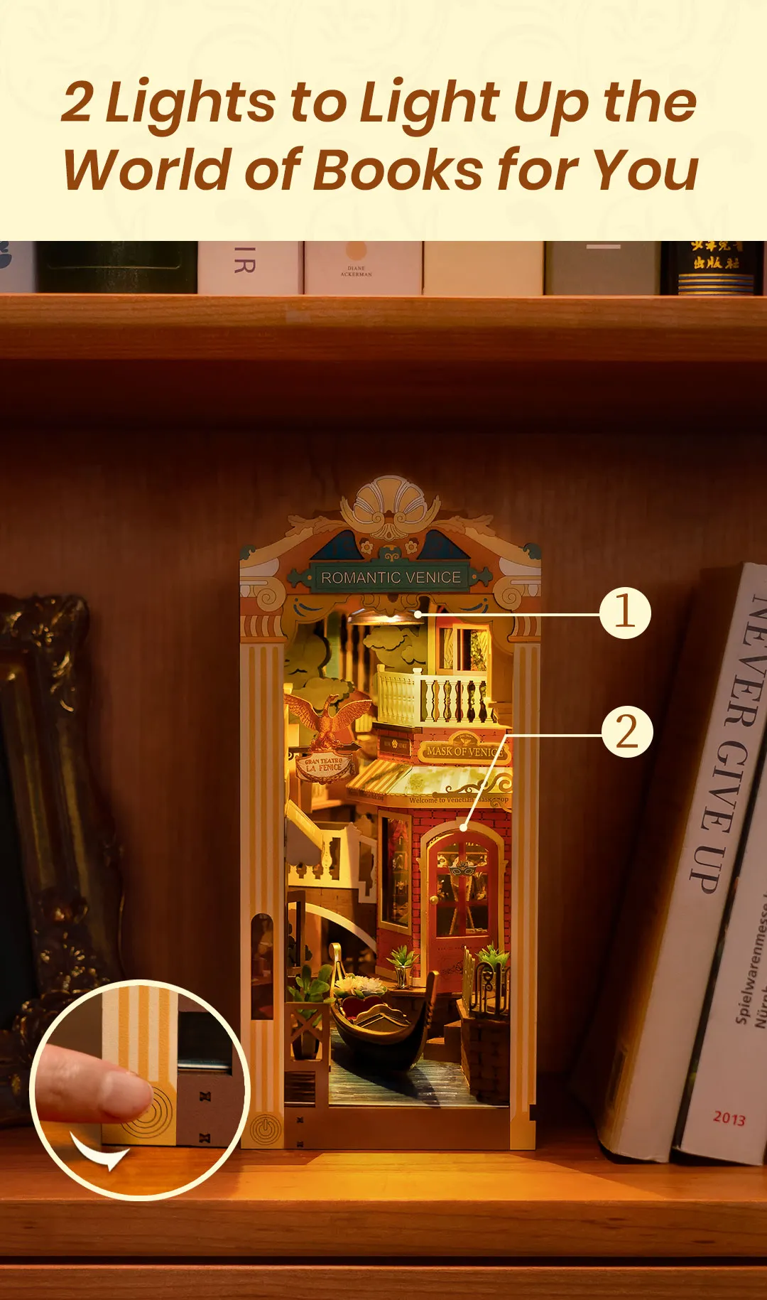 Book Nook: Venice - Suportes para livros em miniatura de madeira 3D - divisória de prateleira (cópia)