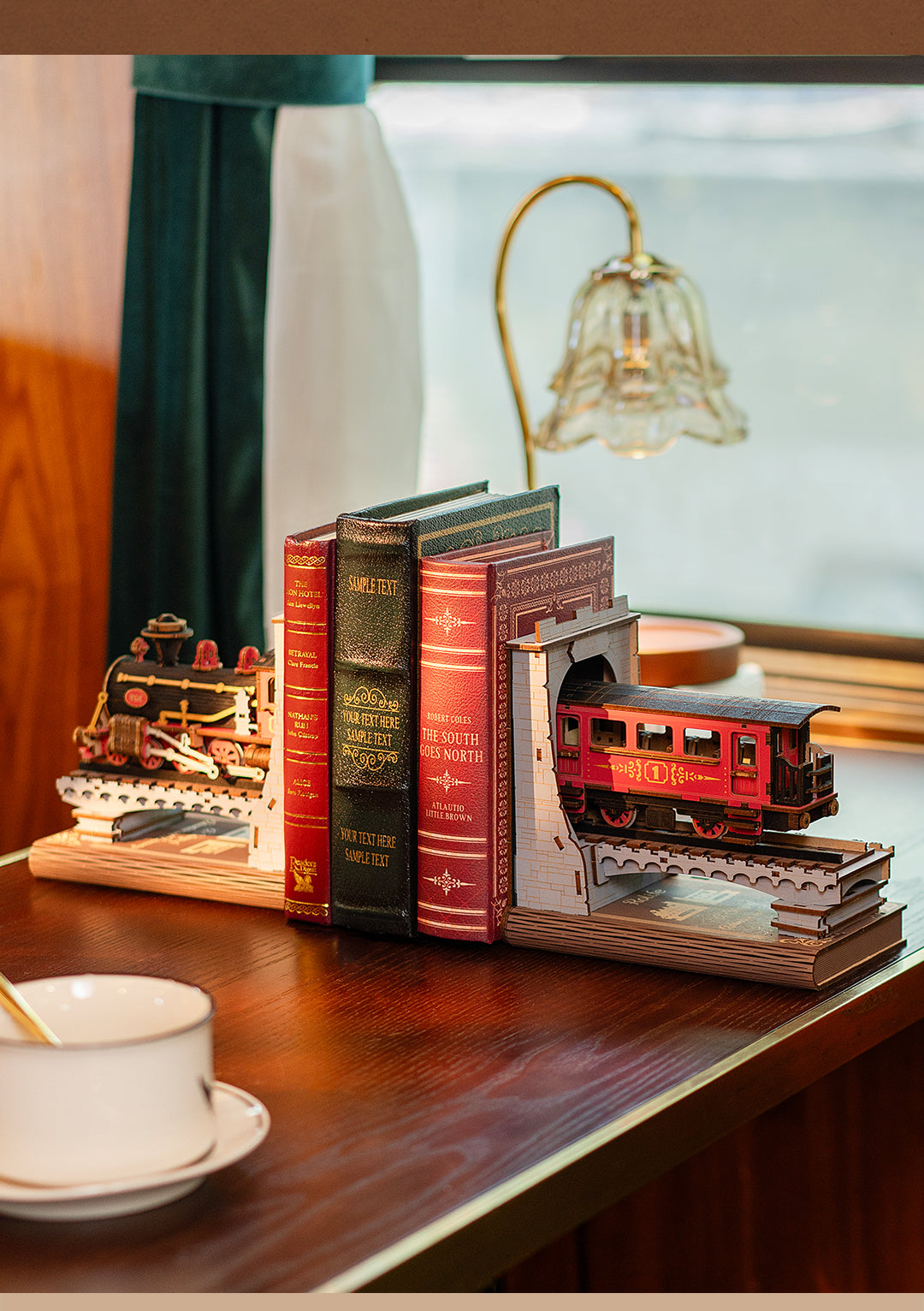Bookend: Train to the Castle - 3D Wooden Bookends - Magical Collection