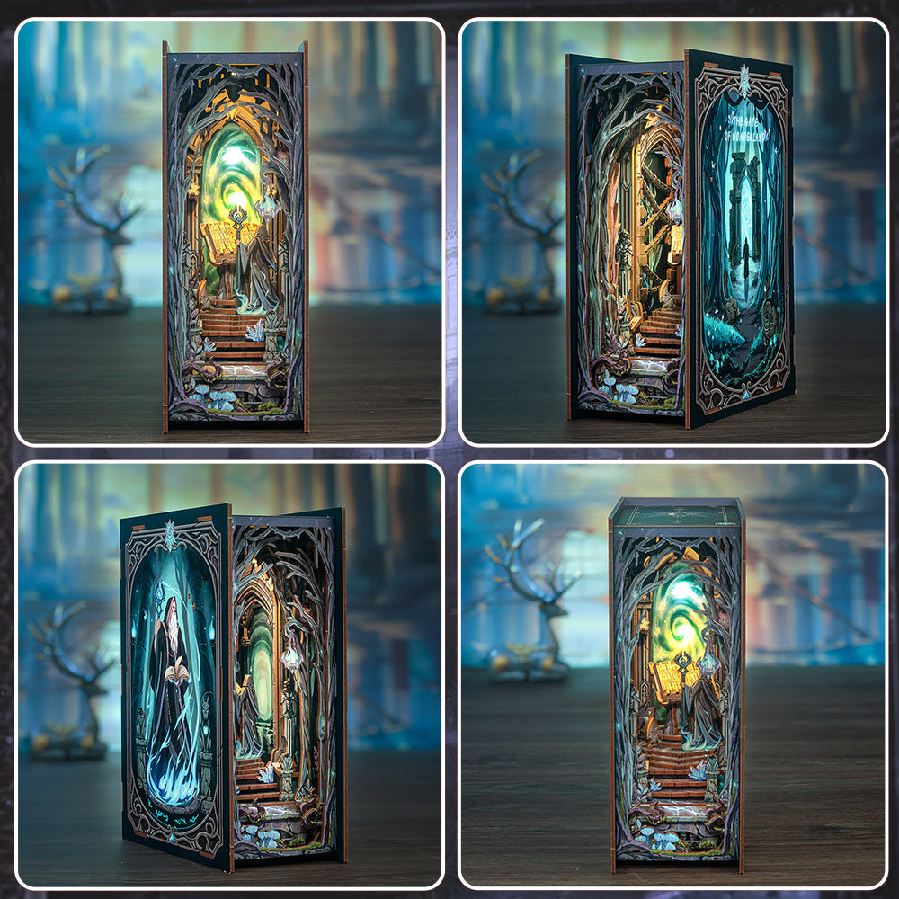 PACK 2 Book Nooks: The Enchanted Forest + The Magic Door - 3D Wooden Miniature - DIY Puzzle for Bookshelf Decoration