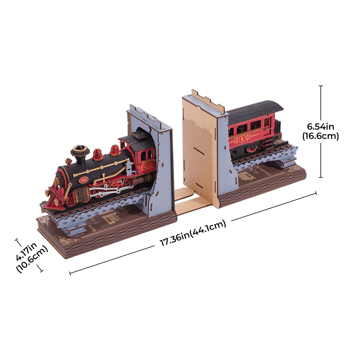Bookend: Train to the Castle - 3D Wooden Bookends - Magical Collection
