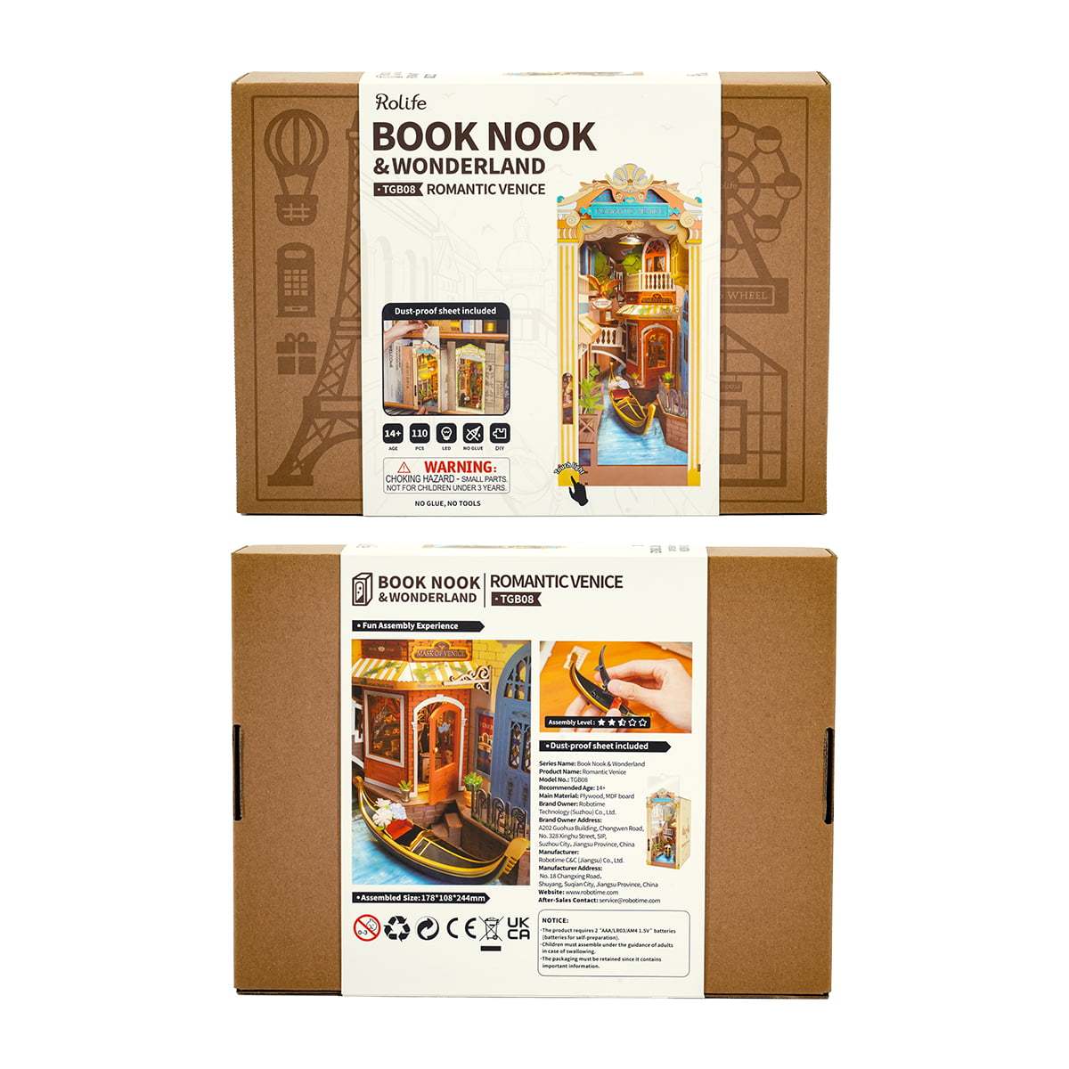 Book Nook: Venice - Suportes para livros em miniatura de madeira 3D - divisória de prateleira (cópia)