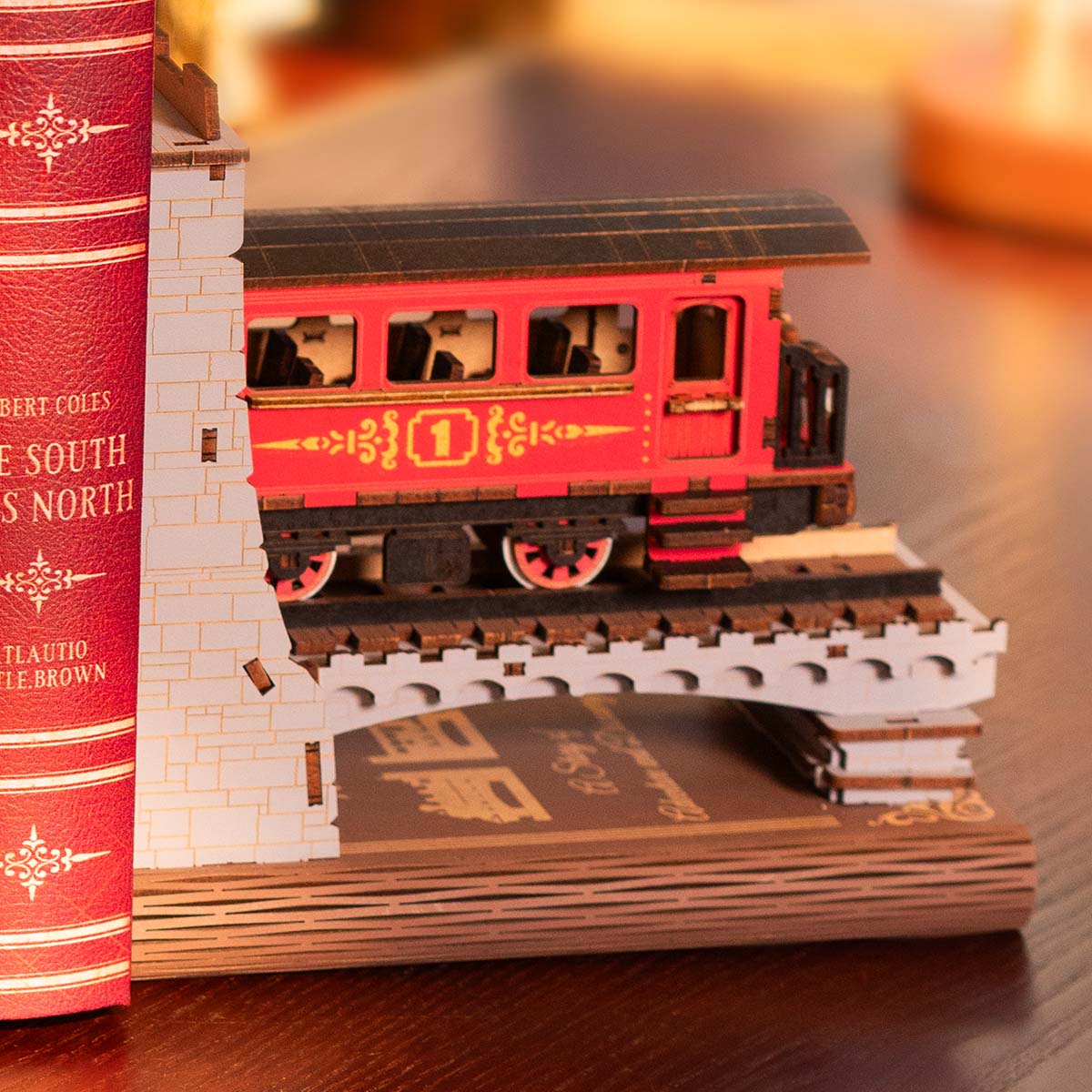 Bookend: Train to the Castle - 3D Wooden Bookends - Magical Collection