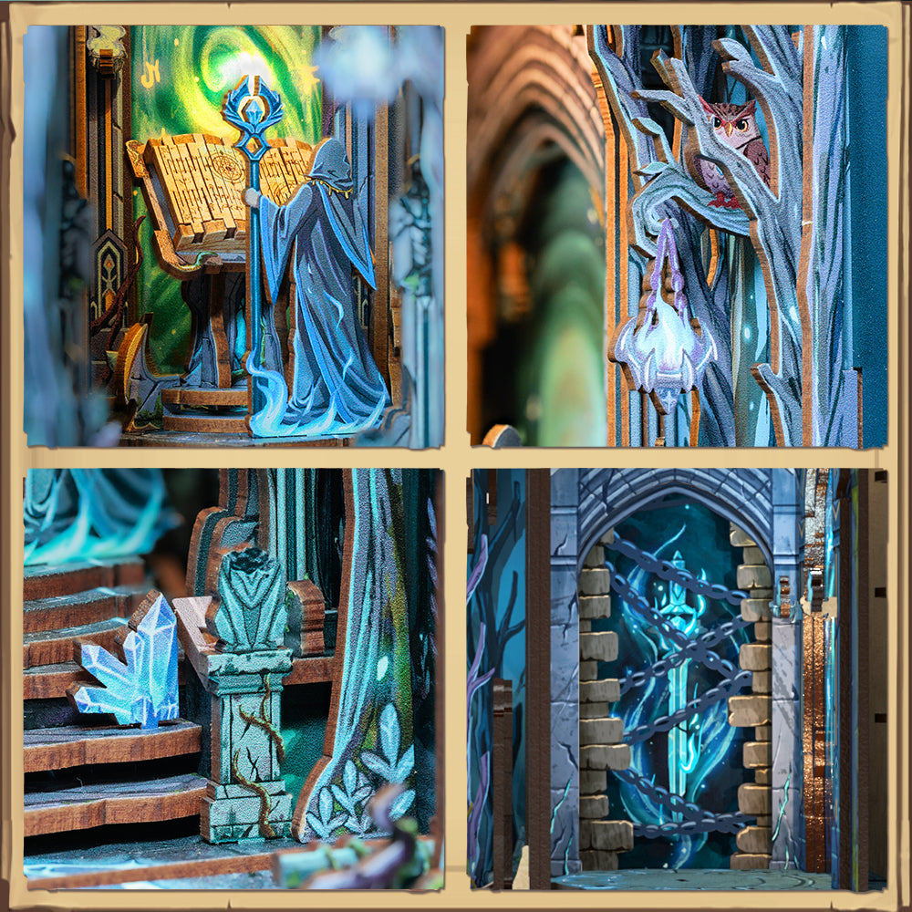 PACK 2 Book Nooks: The Enchanted Forest + The Magic Door - 3D Wooden Miniature - DIY Puzzle for Bookshelf Decoration