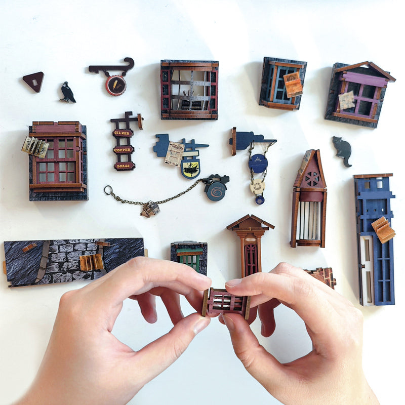 Book Nook: Alley - Magical Collection - 3D Wooden Miniature Alley - Bookend Puzzle DIY
