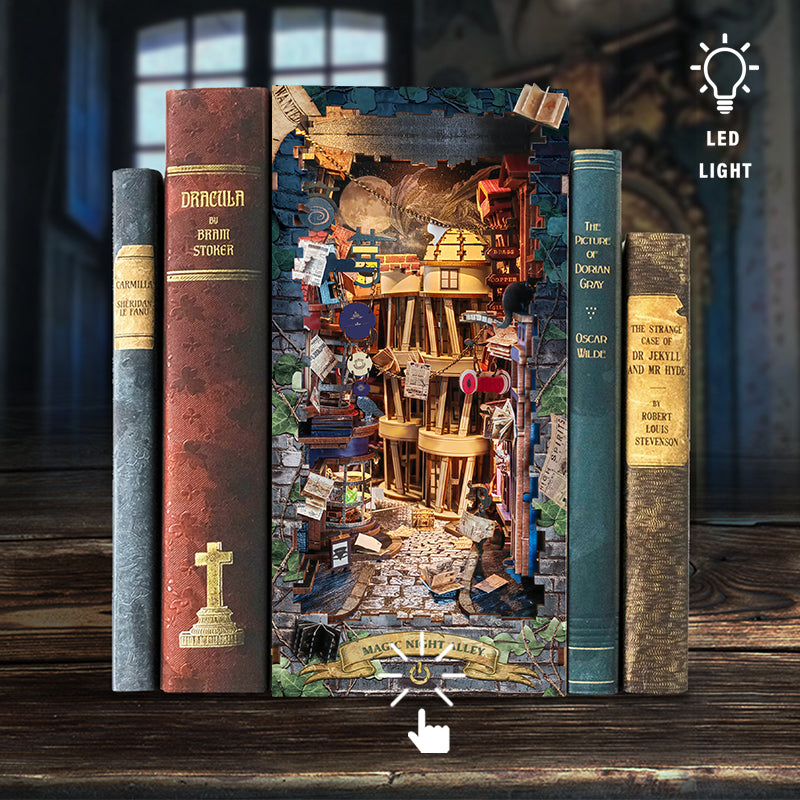 Book Nook: Alley - Magical Collection - 3D Wooden Miniature Alley - Bookend Puzzle DIY