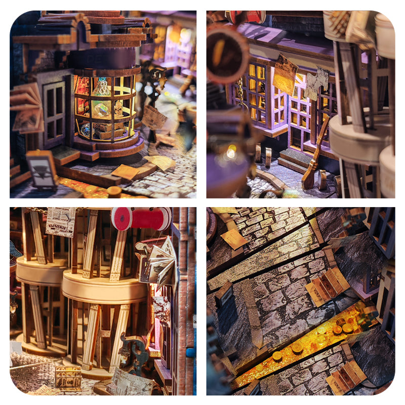 Book Nook: Alley - Magical Collection - 3D Wooden Miniature Alley - Bookend Puzzle DIY