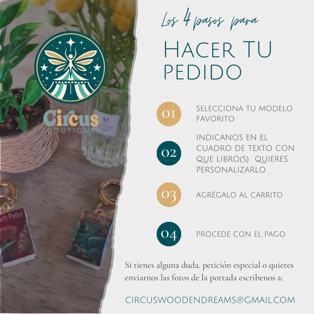 Llavero Personalizado con Mini Libro Hecho a Mano - Joyería artesanal - Colección Circus Jelwery Boutique