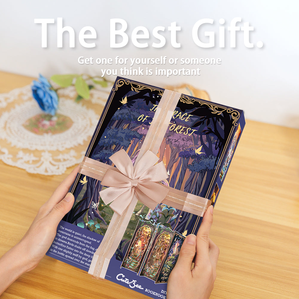 Book Nook: The Enchanted Forest - 3D Wooden Miniature - DIY Fantasy Puzzle for Shelf Decoration - Vintage Puzzle