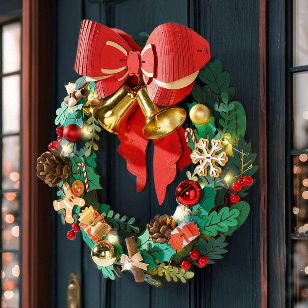 Corona de Navidad para la puerta - Muerdago 3D de Madera