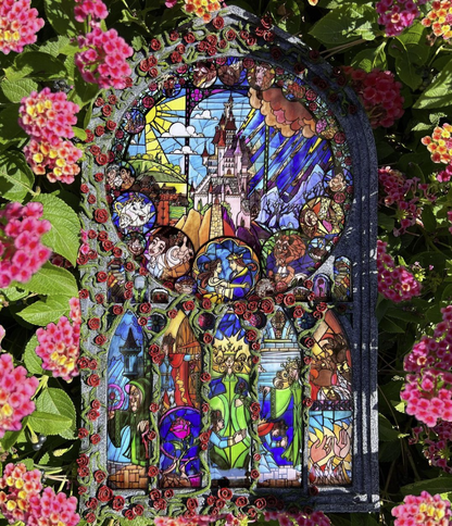 HANDMADE Beauty &amp; The Beast Stained Glass Window - Circus X Designed by P.Adell 