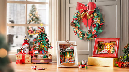 Corona de Navidad para la puerta - Muerdago 3D de Madera