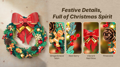 Corona de Navidad para la puerta - Muerdago 3D de Madera