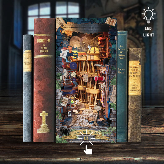 Book Nook: Callejón  - Colección mágica- Miniatura 3D de madera alley - Rompecabezas sujetalibros Puzzle DIY