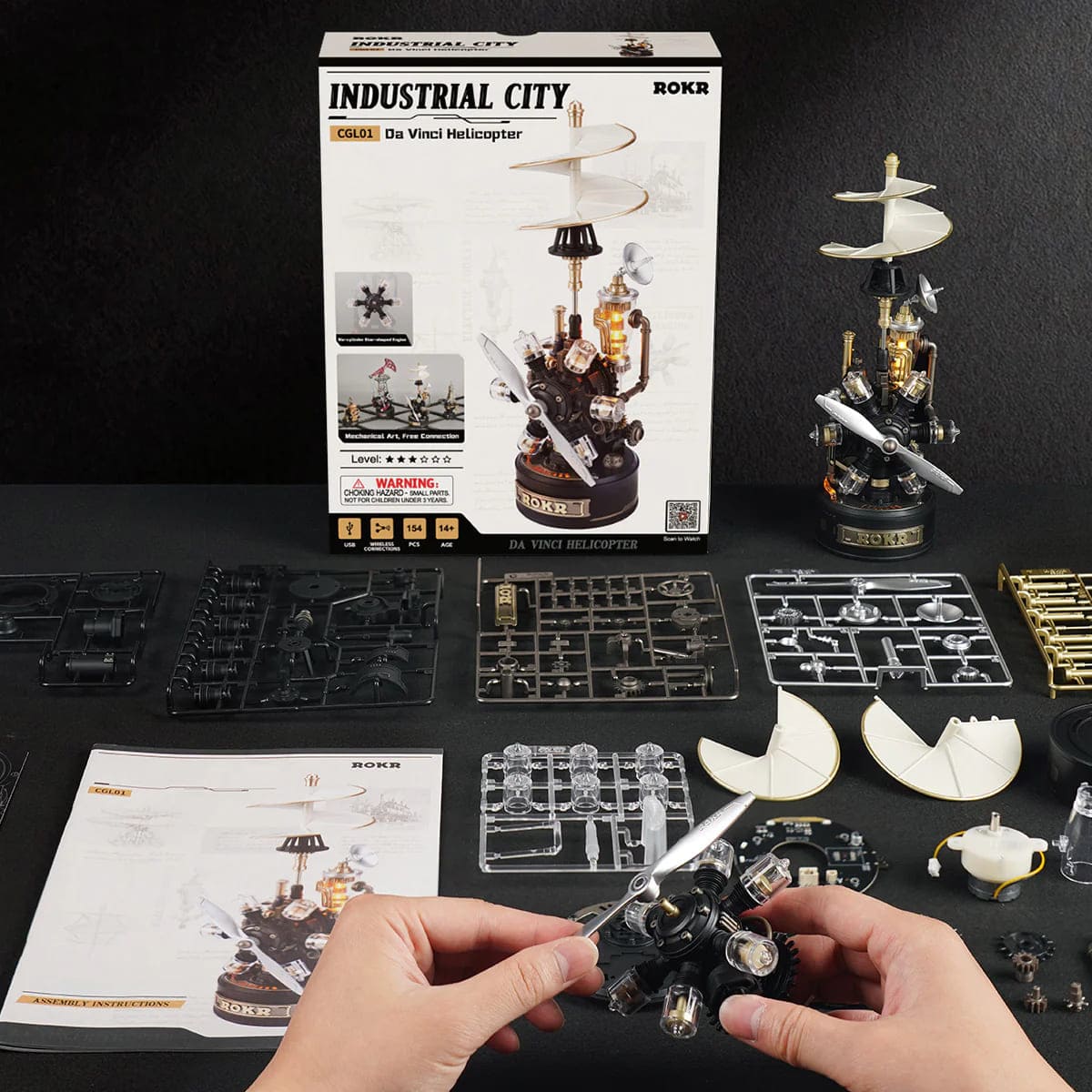 Inventos Legendarios – Helicóptero de Leonardo y Telégrafo Morse | Puzzle Mecánico Steampunk