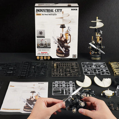 Inventos Legendarios – Helicóptero de Leonardo y Telégrafo Morse | Puzzle Mecánico Steampunk