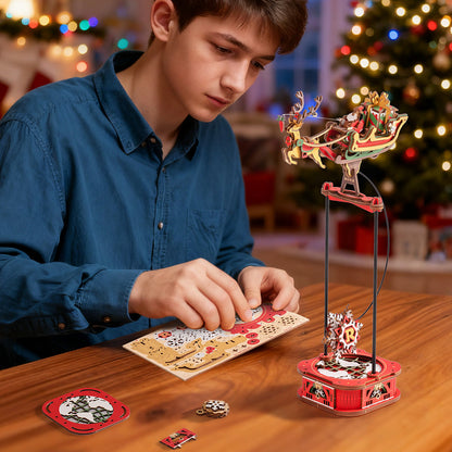 Trineo de Papá Noel – Péndulo Puzzle 3D de Madera