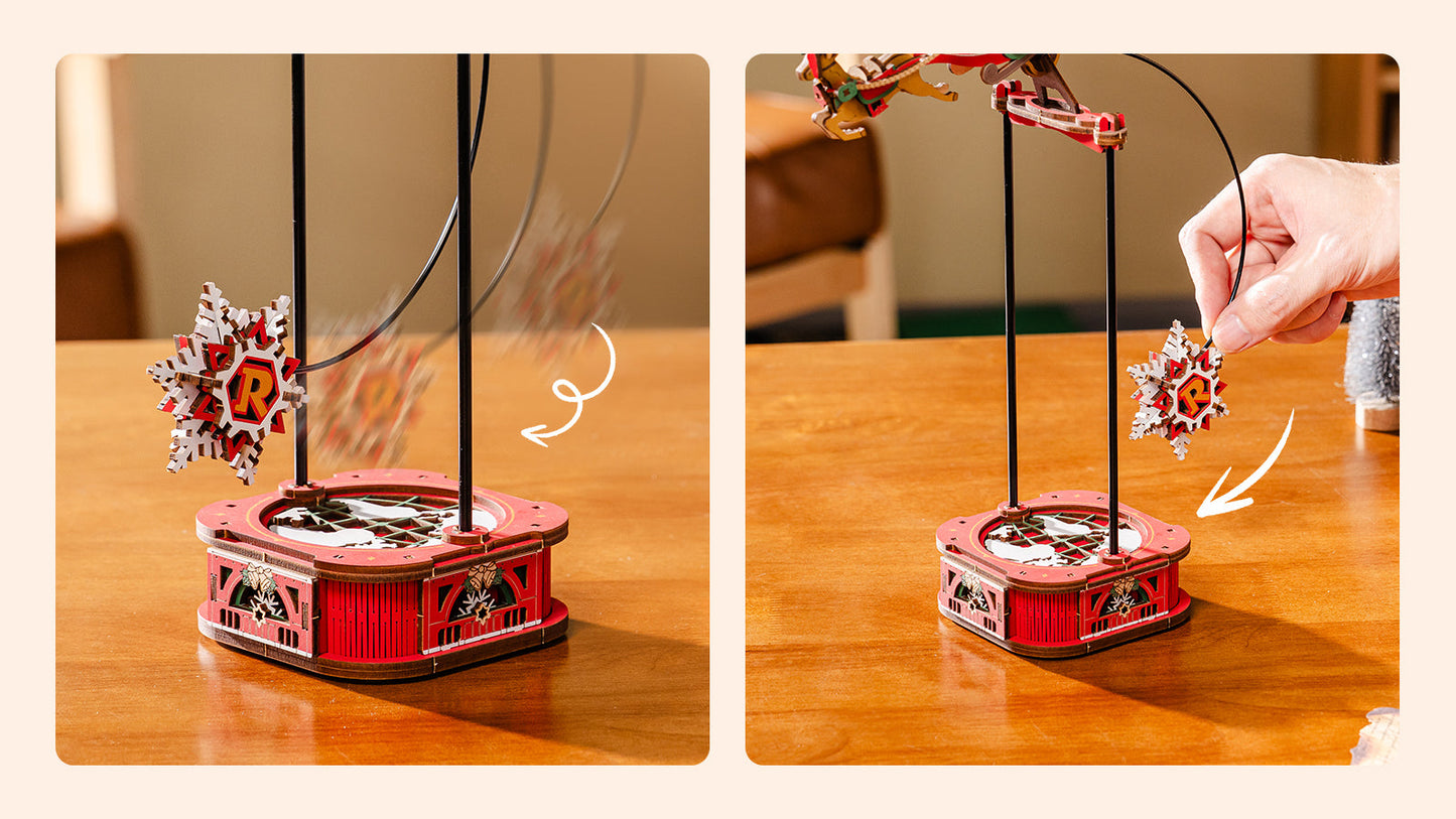 Trineo de Papá Noel – Péndulo Puzzle 3D de Madera