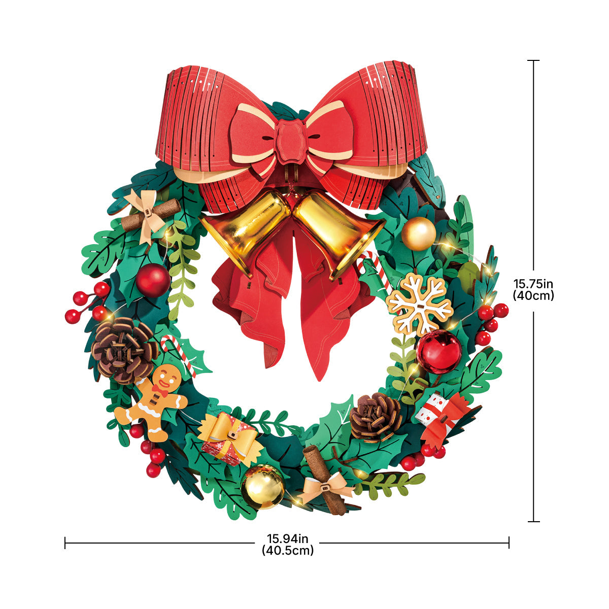 Corona de Navidad para la puerta - Muerdago 3D de Madera