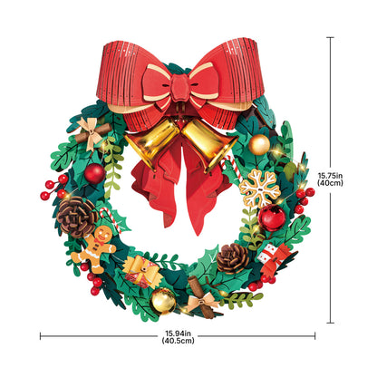 Corona de Navidad para la puerta - Muerdago 3D de Madera