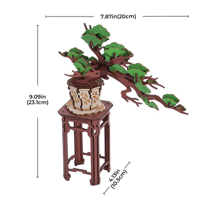 Evergreen Pine Bonsai - Flores de madera