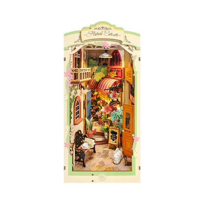 Book Nook: La floristería - Sujetalibros Miniatura puzzle 3D de madera - separador estantería