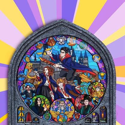 HANDMADE Harry Potter stained glass window - Circus X Designed by P.Adell 