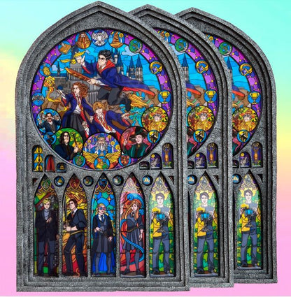 HANDMADE Harry Potter stained glass window - Circus X Designed by P.Adell 