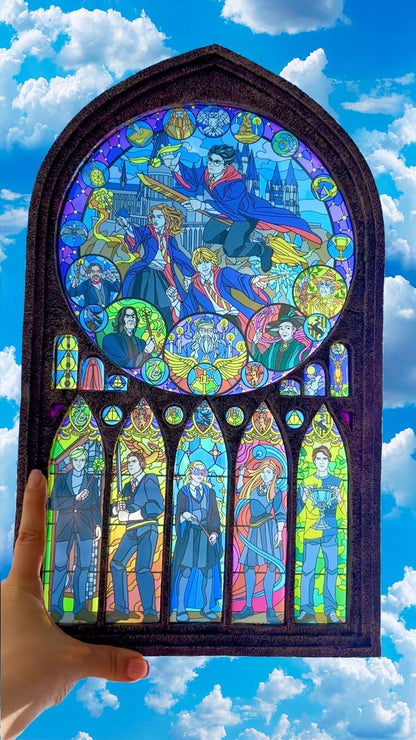 HANDMADE Harry Potter stained glass window - Circus X Designed by P.Adell 