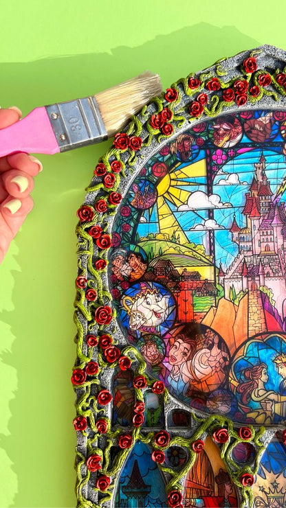 HANDMADE Beauty &amp; The Beast Stained Glass Window - Circus X Designed by P.Adell 