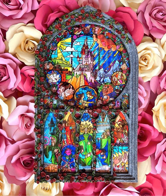 HANDMADE Beauty &amp; The Beast Stained Glass Window - Circus X Designed by P.Adell 