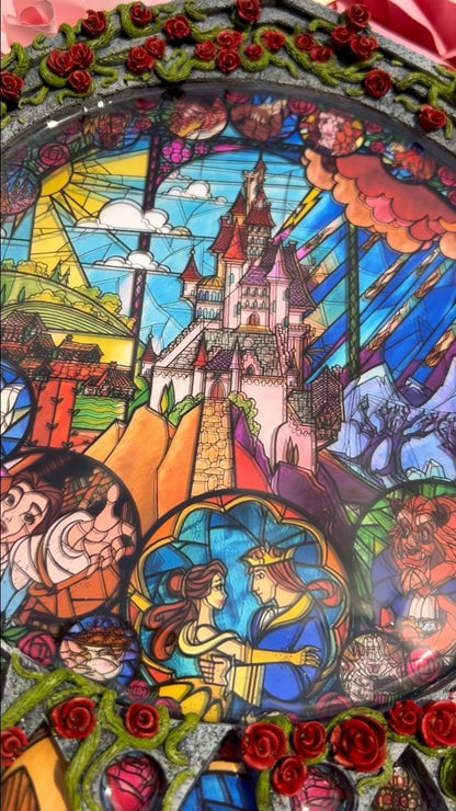 HANDMADE Beauty &amp; The Beast Stained Glass Window - Circus X Designed by P.Adell 