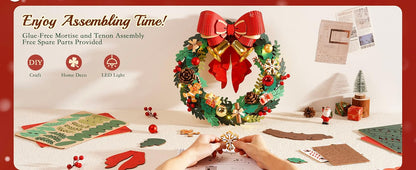 Corona de Navidad para la puerta - Muerdago 3D de Madera