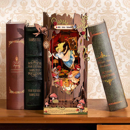 Book Nook: Alicia en el País de las Maravillas | Puzzle 3D Madera DIY - Regalo amantes de la lectura